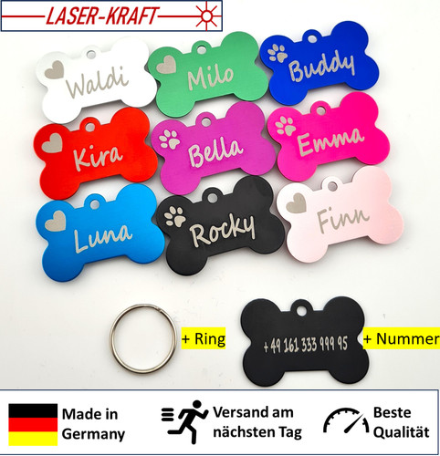 Hundemarke knochen mit gravur - hundemarke,
